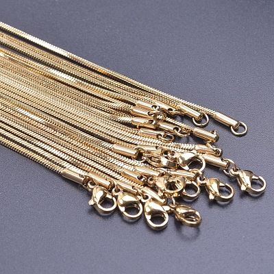 1.5mm 304 Stainless Steel Square Snake Chain Necklaces TW4888-1-1