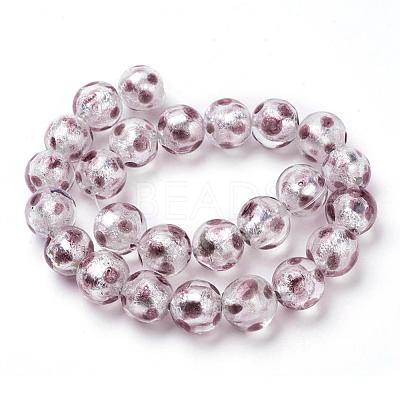 Handmade Silver Foil Lampwork Beads Strands FOIL-L016-D03-1