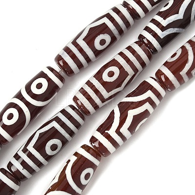 Rice Shape Tibetan Style dZi Beads Strands G-A269-A23-01-1