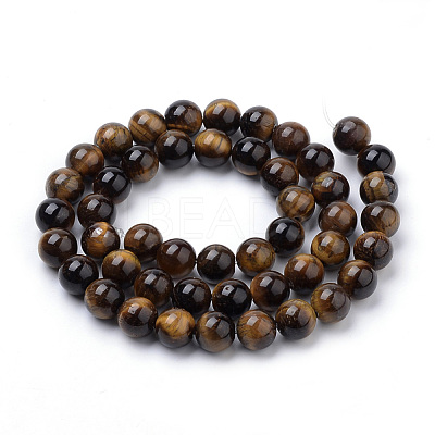 Natural Tiger Eye Beads Strands X-G-S259-21-8mm-1