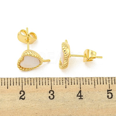 Brass with Shell Stud Earring Findings KK-G490-04G-1