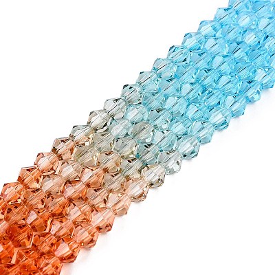 Gradient Color Baking Paint Glass Bead Strands LS-DGLA-A039-T6mm-A016-1