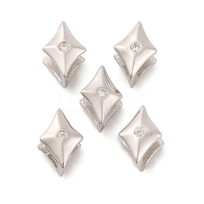 925 Sterling Silver Micro Pave Clear Cubic Zirconia Slide Charms STER-P061-02B-P-1