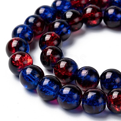 Spray Painted Crackle Glass Beads Strands CCG-Q002-8mm-12-1