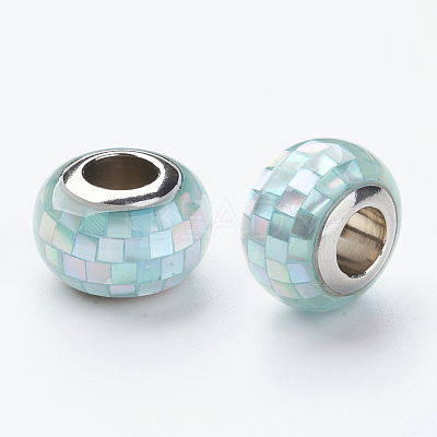 304 Stainless Steel Resin European Beads RPDL-P002-A10-1