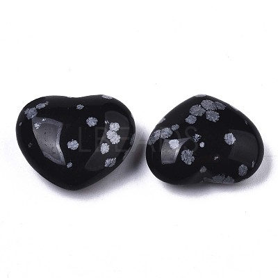 Natural Snowflake Obsidian Heart Love Stone X-G-N0326-56A-1
