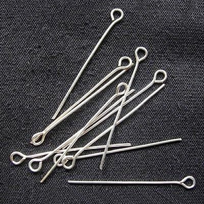 Silver Color Plated Brass Eye Pin Jewery Making Findings X-EPC3.0cm-S-1