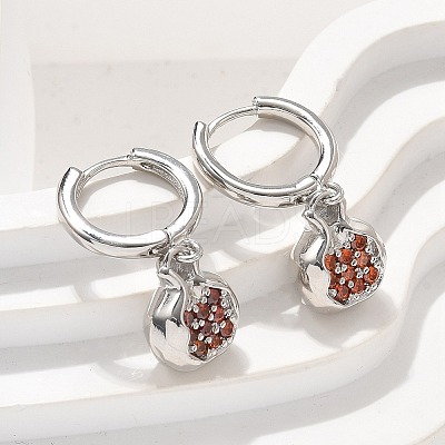 Brass Cubic Zirconia Hoop Earrings EJEW-Q015-02P-C-1