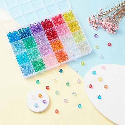 600Pcs 24 Style Transparent Plastic Beads KY-YW0001-48-1