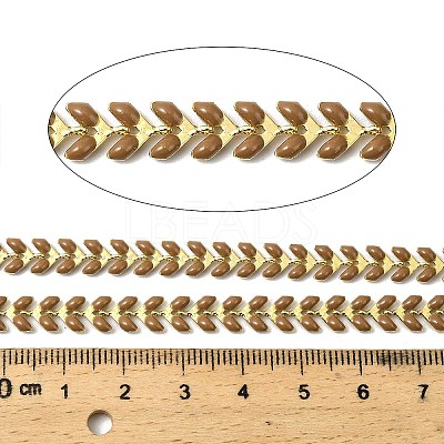 Brass Enamel Leaf Link Chains CHC-F021-02G-10-1