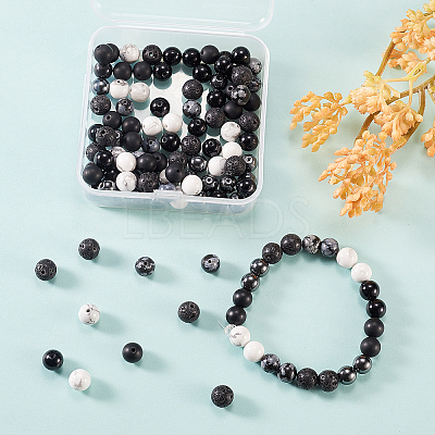120Pcs 6 Style Natural & Synthetic Gemstone Round Beads Sets G-CJ0001-46-1