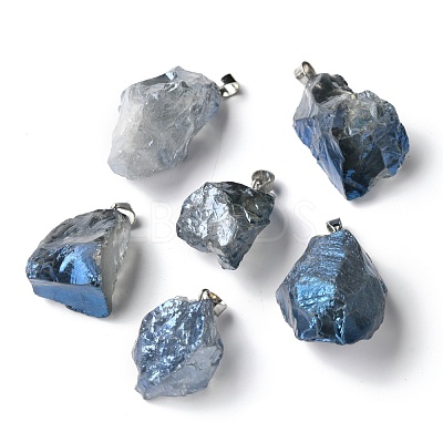 Rough Raw Electroplate Natural Crystal Quartz Pendants G-S282-15E-1