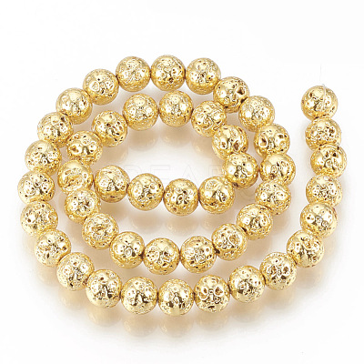 Electroplated Natural Lava Rock Beads Strands G-T061-55A-4mm-1
