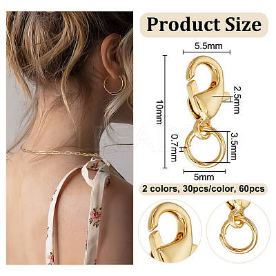 60Pcs 2 Colors Alloy Lobster Claw Clasps FIND-PH0026-06-1