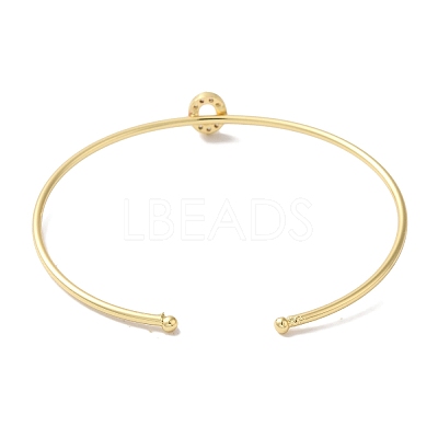 Rack Plating Brass Micro Pave Clear Cubic Zirconia Letter Open Cuff Bangles BJEW-A018-01G-O-1