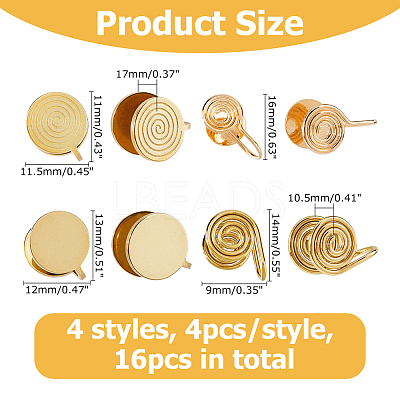 16Pcs 4 Styles Brass & 304 Stainless Steel Cuff Earrings EJEW-HS0001-18G-1