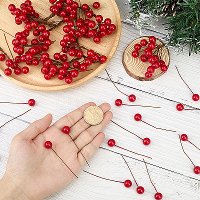 200Pcs Foam Artificial Red Holly Berries Model AJEW-GF0012-34-1