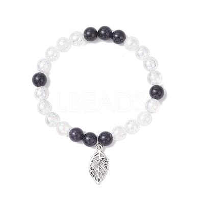 Leaf Alloy Charm Bracelets BJEW-JB12554-03-1