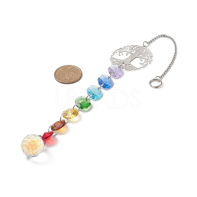 Glass Teardrop Window Hanging Suncatchers HJEW-JM00934-1