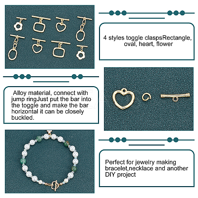 8 Sets 4 Style Brass Toggle Clasps KK-PH0003-67-1
