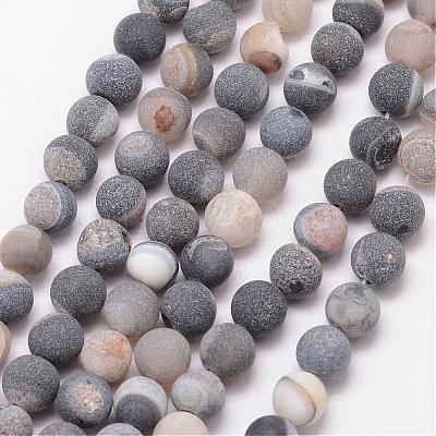 Natural Druzy Geode Agate Bead Strands G-K166-09-8mm-09-1