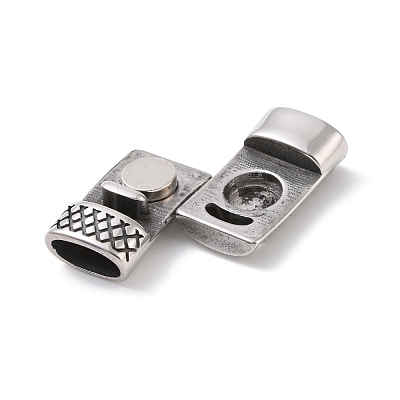 Tibetan Style 304 Stainless Steel Magnetic Clasps with Glue-in Ends STAS-G276-28AS-1