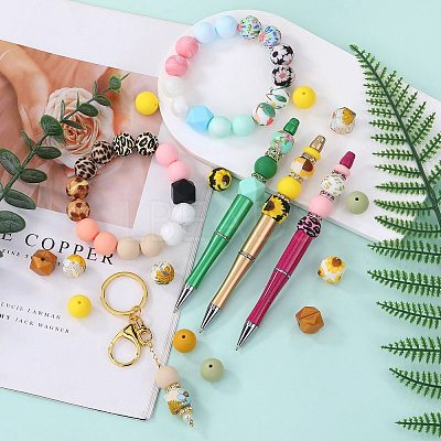 89Pcs Pattern Printed Silicone Beads Sets SIL-SZ0002-54A-1