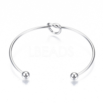 Tarnish Resistant 304 Stainless Steel Love Knot Cuff Bangle Making MAK-S073-001P-1
