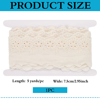 5 Yards Cotton Embroidery Flower Lace Ribbons SRIB-MA0001-04-1