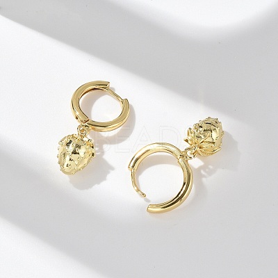 Brass Strawberry Hoop Earrings EJEW-M077-19G-01-1