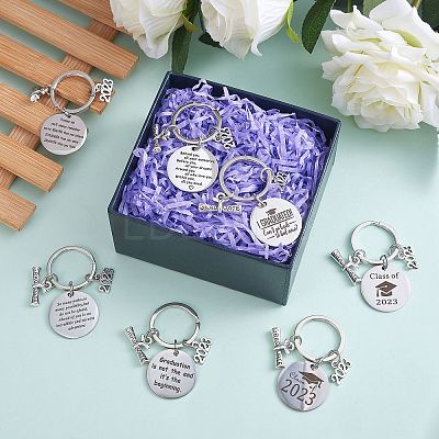 9 Sets Graduation Gift Stainless Steel Keychains Ring For Recent Graduates JX528A-1