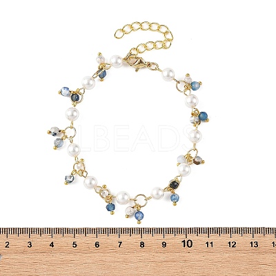 Natural Mixed Stone Faceted Round Beaded Chain Bracelets for Women BJEW-JB14248-1