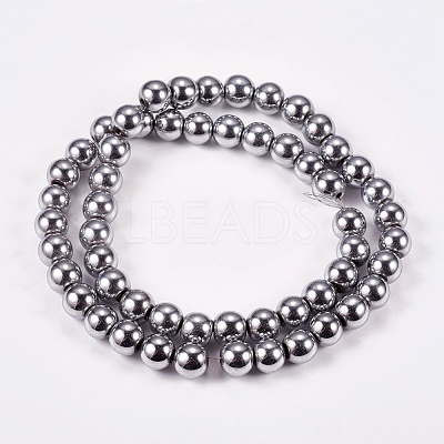 Electroplate Non-magnetic Synthetic Hematite Beads Strands X-G-J169A-8mm-02-1