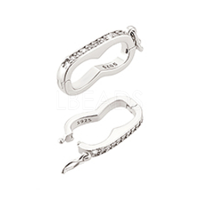 2Pcs 925 Sterling Silver Micro Pave Clear Cubic Zirconia Twister Clasps STER-PH0003-09P-1