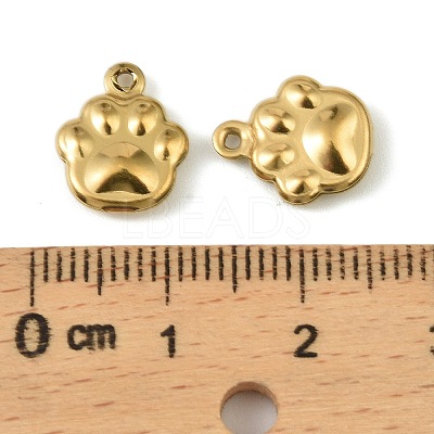 304 Stainless Steel Charms. Paw Print Charm STAS-A190-07G-1
