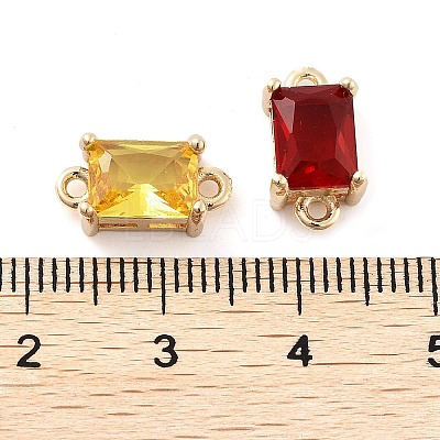 Brass Pave Faceted Glass Connector Charms X-KK-Q811-01-1