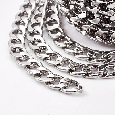 Tarnish Resistant 3.28 Feet 304 Stainless Steel Cuban Link Chains X-CHS-E013-17C-1