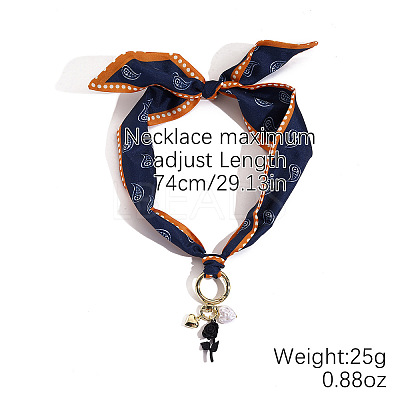 Black Rose Flower Alloy Enamel & Resin & Glass & Plastic Pearl & Rhinestone Tassel Scarf Choker Necklaces FS-WG248CD-01-1
