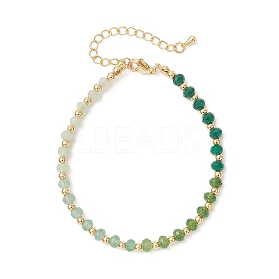 Brass & Dyed Natural Malaysia Jade Rondelle Beaded Bracelets for Women BJEW-JB13323-04-1
