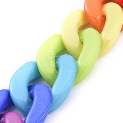 Handmade Opaque Acrylic Curb Chains X-AJEW-JB00573-1