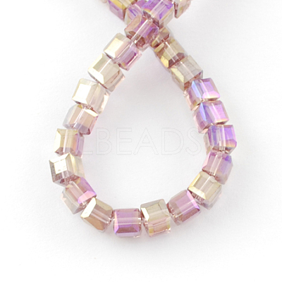 Electroplate Glass Beads Strands EGLA-R030-8x8mm-15-1