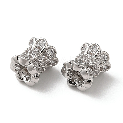 Brass Micro Pave Cubic Zirconia Beads KK-P239-34P-1