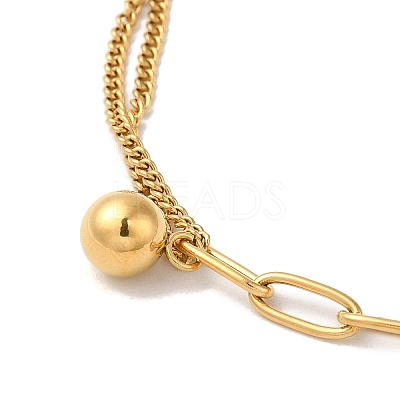 Stainless Steel Round Ball Pendant Necklace NJEW-D054-03G-1