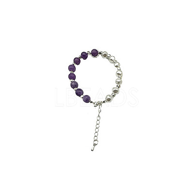 Natural Amethyst Round Beaded Bracelet NC1314-08-1