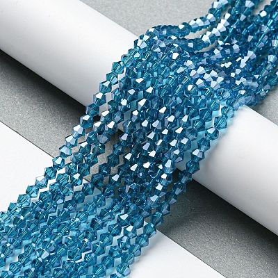 Transparent Electroplate Glass Beads Strands GLAA-F029-4mm-C01-1