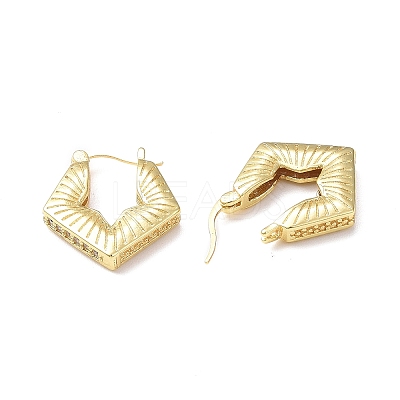 Rack Plating Brass Rhombus Hoop Earrings for Women EJEW-F306-05G-1