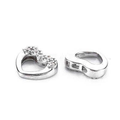 Brass Micro Pave Clear Cubic Zirconia Clasps KK-S356-503-NF-1