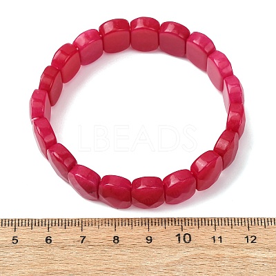 Dyed Natural White Jade Beaded Stretch Bracelets for Unisex G-K303-01K-01-1