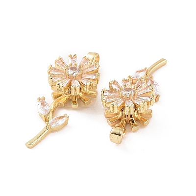 Brass Micro Pave Clear Cubic Zirconia Pendants X-KK-E068-VC300-1