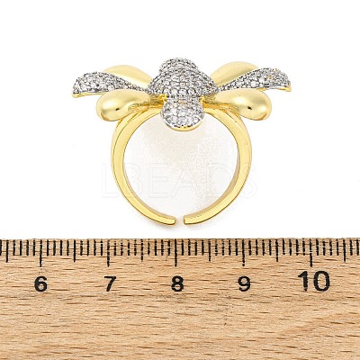 Brass Micro Pave Clear Cubic Zirconia Cuff Rings for Women RJEW-H248-02GP-1